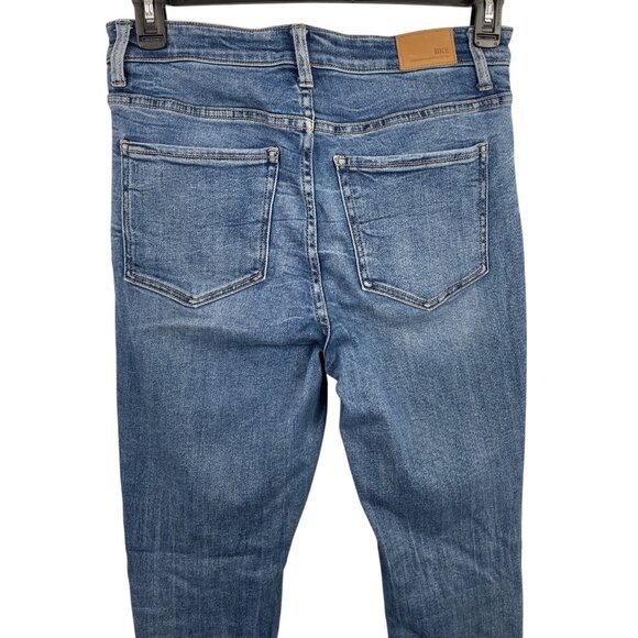 BKE Payton Jeans Womens 28x32 Blue Mid Rise Ankle Skinny Raw Hem Faded Whiskered - Picture 6 of 9